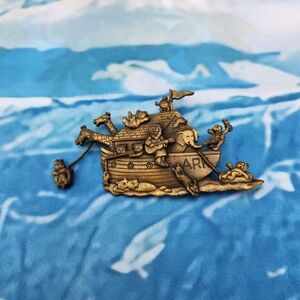 Vintage Noah's Art Bronze Brooch  J.J. Janette Jewelry